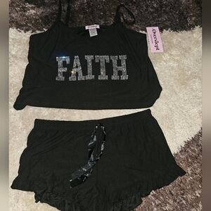 Black Faith Tank And Short Pajama Set Size Large. New With Tags